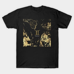 Gemini Symbol on gold and black marble T-Shirt